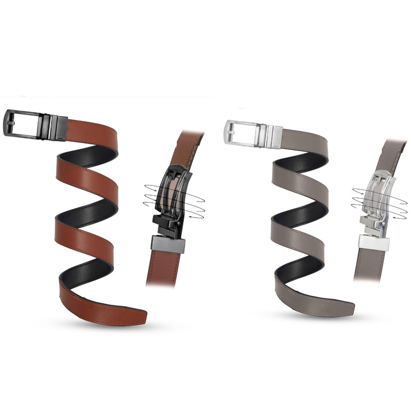 Patented Reversible Ratchet Belt - 2 colors - (2 Pack!)