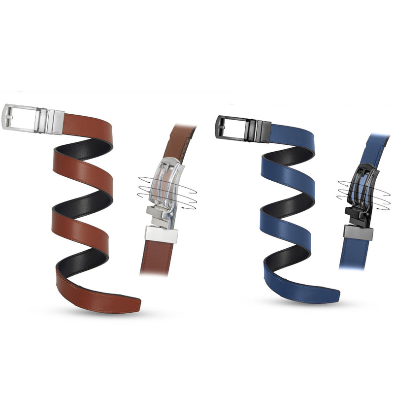 Patented Reversible Ratchet Belt - 2 colors - (2 Pack!)