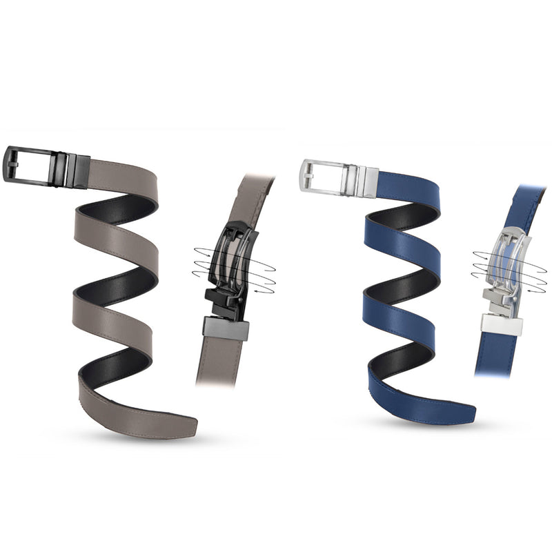 Patented Reversible Ratchet Belt - 2 colors - (2 Pack!)