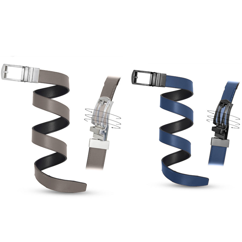 Patented Reversible Ratchet Belt - 2 colors - (2 Pack!)
