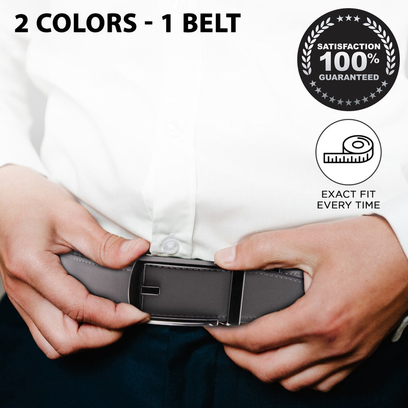 Mark Fred Ratchet Belts for Men with Automatic Buckle 30mm – Regular & Reversible Ratchet Belt Men, Two Sided Mens Belt